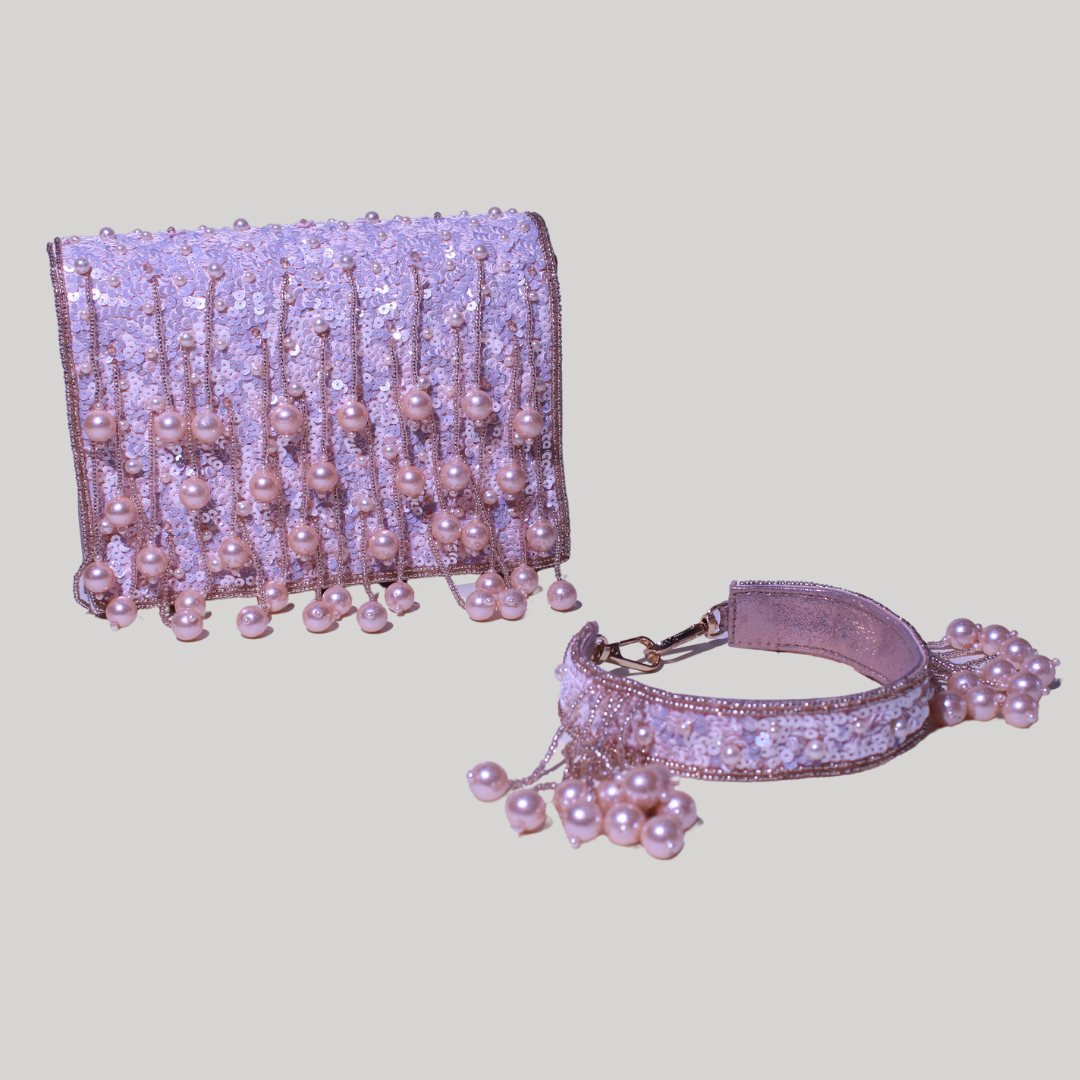 Pearl Radiance Rose Gold Flap Box Bag