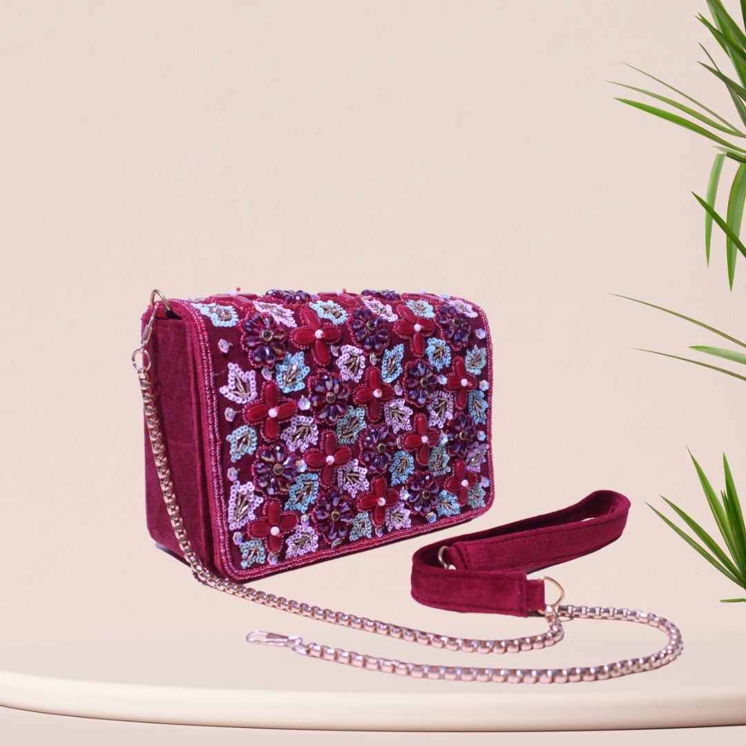 Whimsical Bloom Cherry FlapOver Clutch Bag