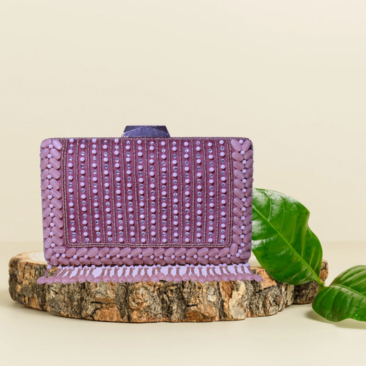 Glimmering Cascade Peach Box Clutch