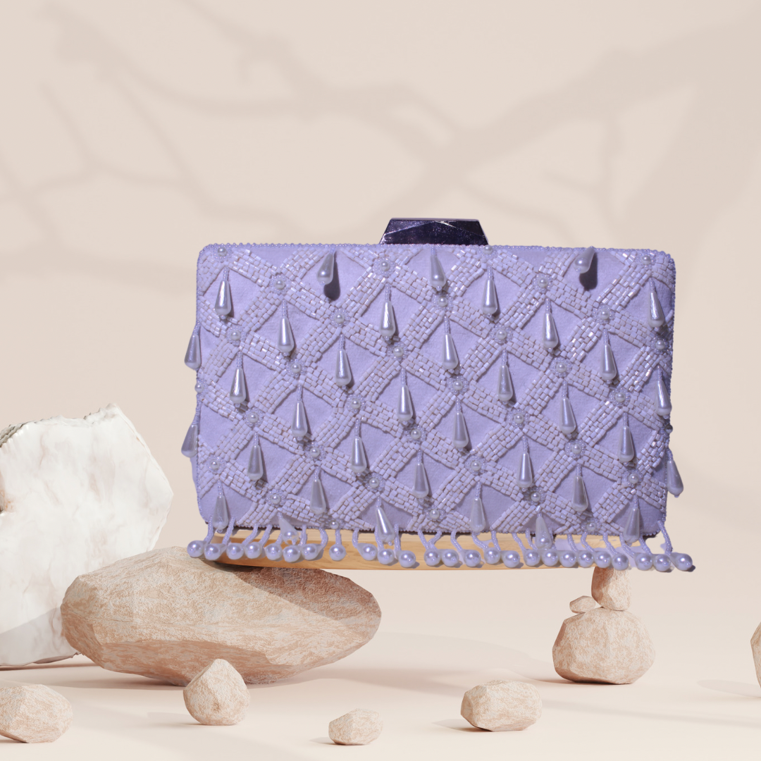 Pearl Cascade Ivory Box Clutch