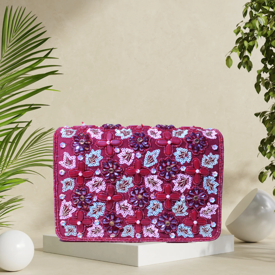 Whimsical Bloom Cherry FlapOver Clutch Bag