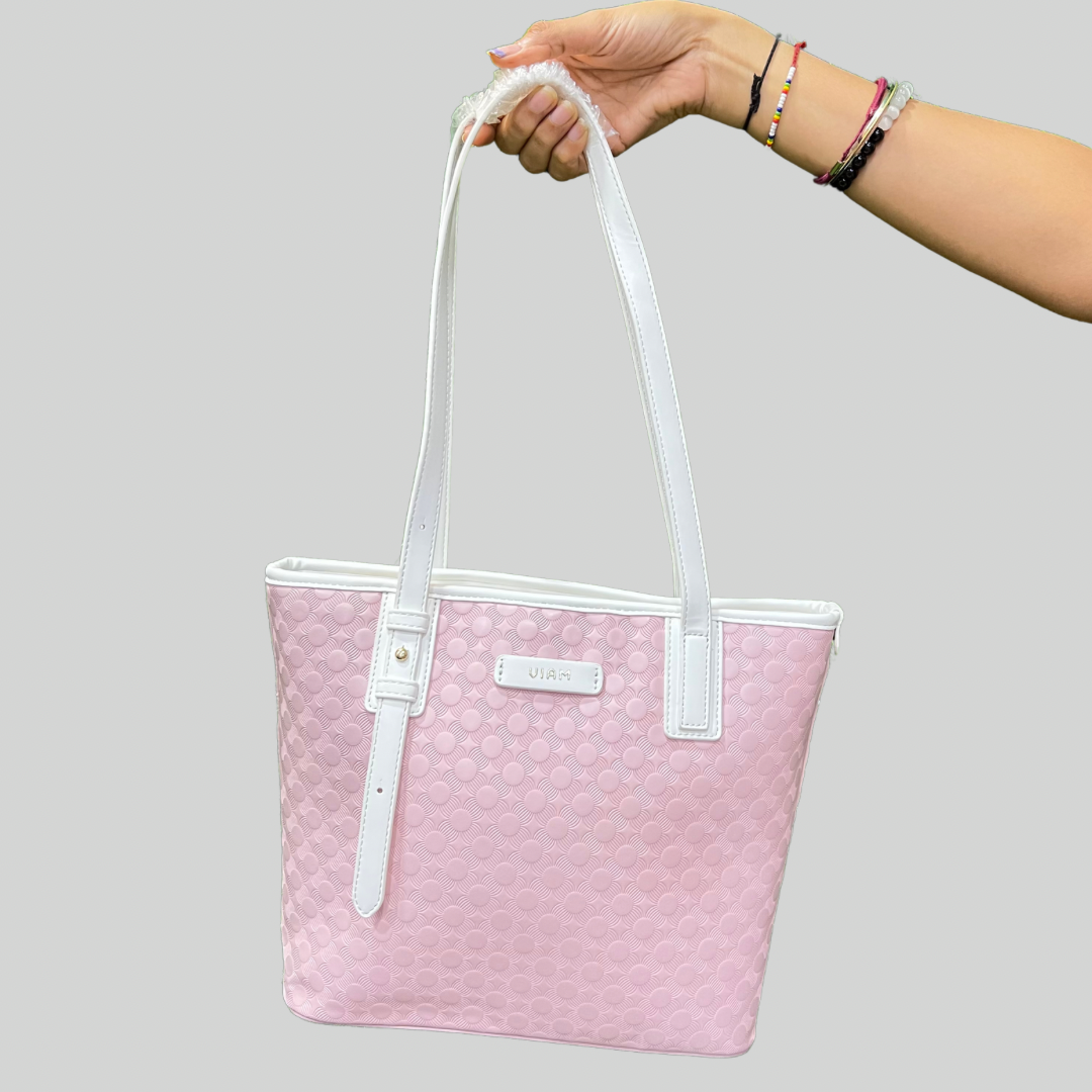 Flower Embossed Baby Pink Tote Bag