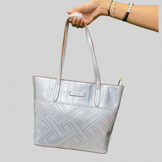 Urban Embossed Silver Tote