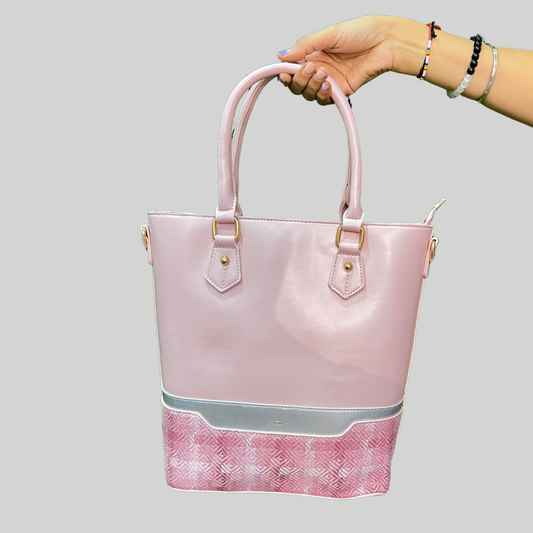 Jaquard Luxe Baby Pink Bucket Handbag