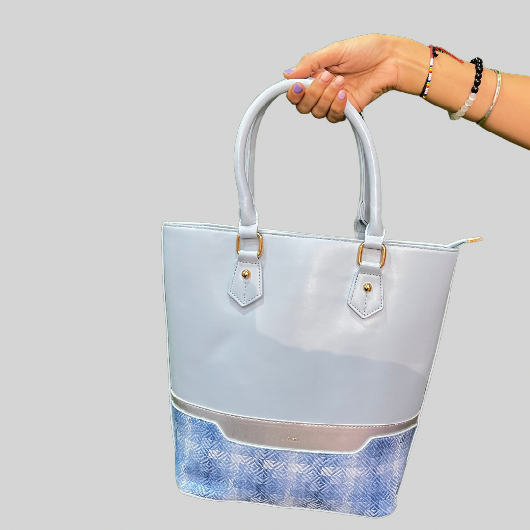 Jaquard Luxe Sky Blue Bucket Handbag