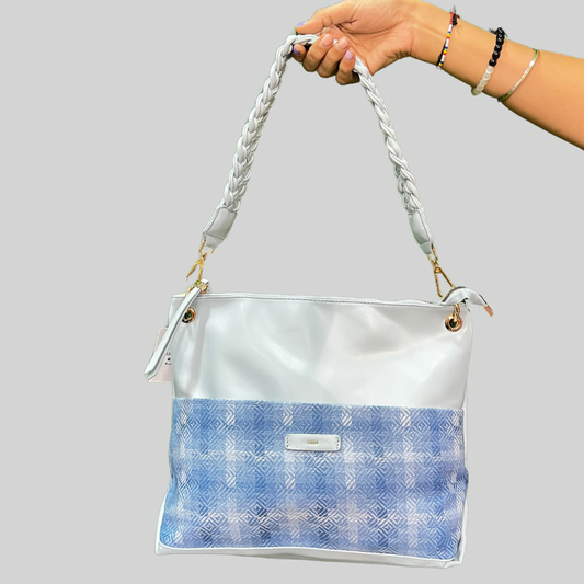 Woven Jacquard Charm Sky Blue Soft Tote Bag