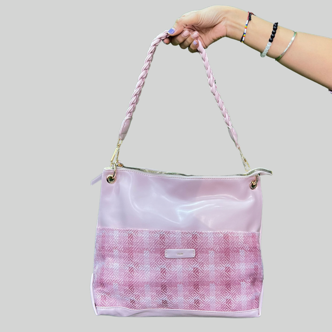 Woven Jacquard Charm Pink Soft Tote Bag