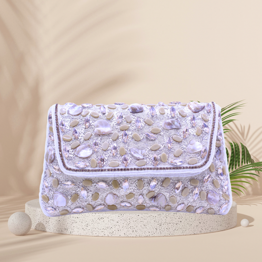 Baroque Mosaic White Envelope Clutch