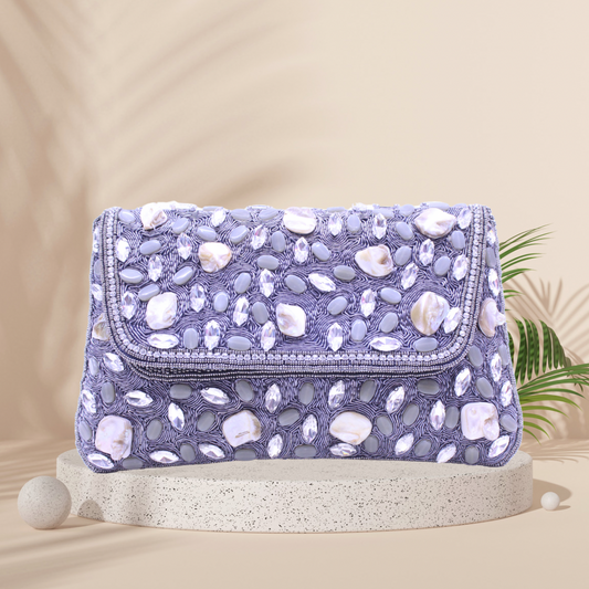 Baroque Mosaic Grey Envelope Clutch