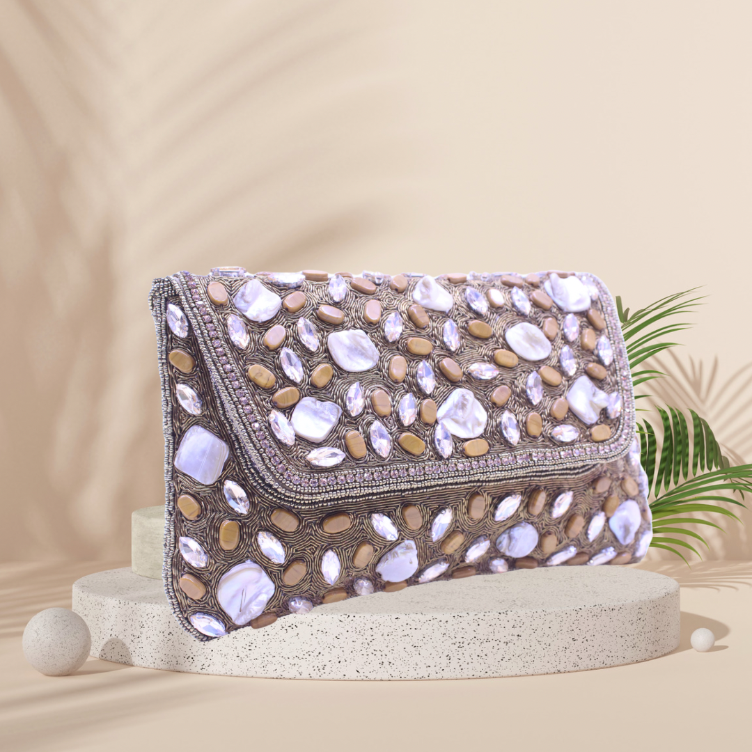 Baroque Mosaic Antique Gold Envelope Clutch