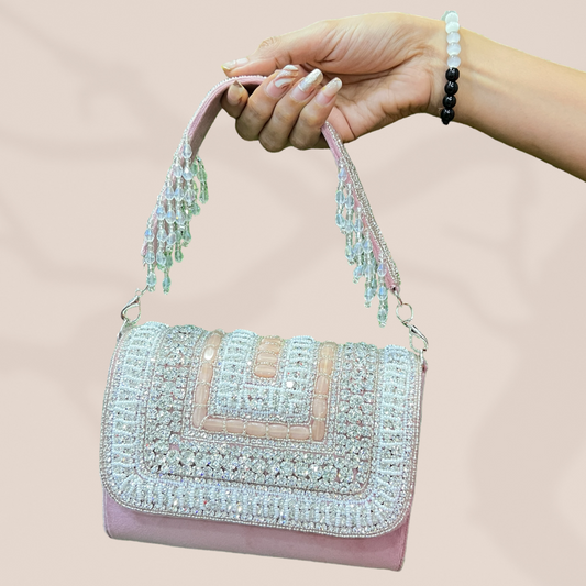 Diamond Dream Peach FlapOver Clutch Bag