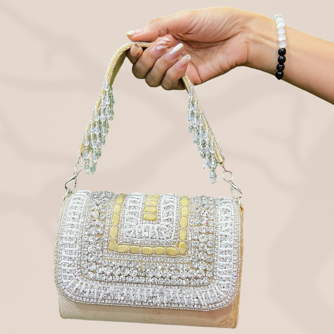 Diamond Dream Gold FlapOver Clutch Bag