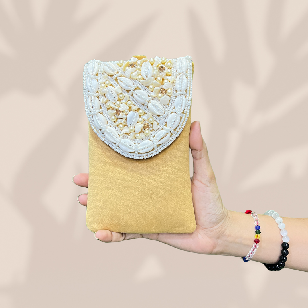 Pearl & Shell Mustard Envelope Mobile Sling