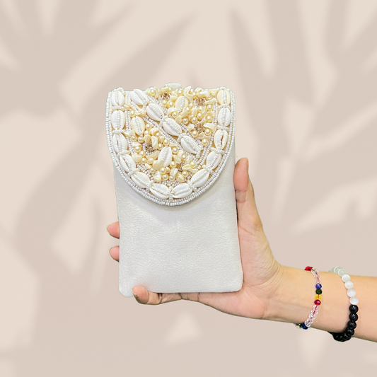 Pearl & Shell Ivory Envelope Mobile Sling