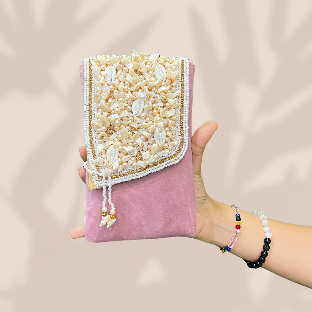 Tassel Luxe Peach Envelope Mobile Sling