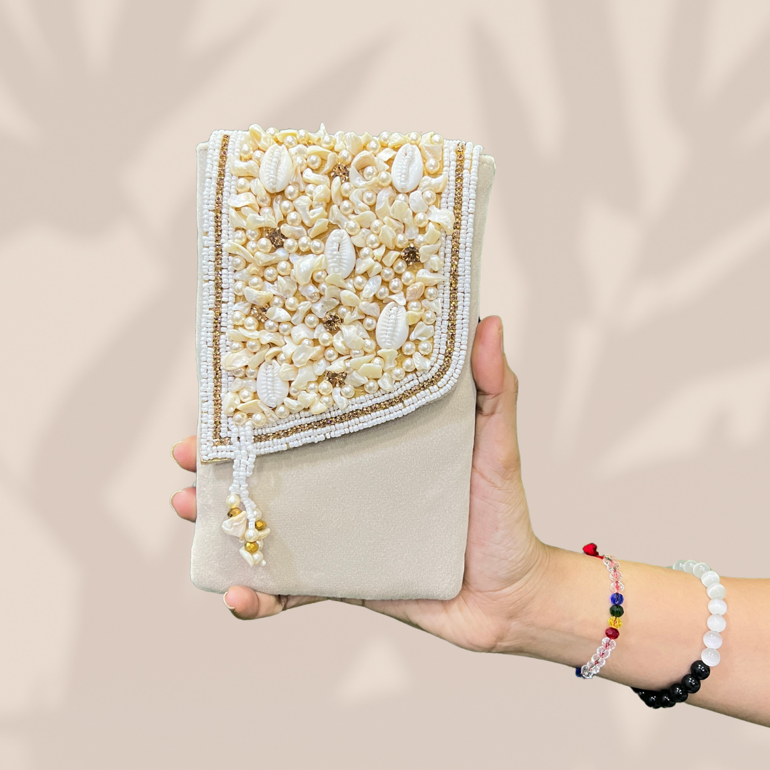 Tassel Luxe Ivory Envelope Mobile Sling