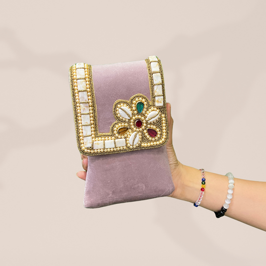 Ornate Floral Lavender Envelope Mobile Sling