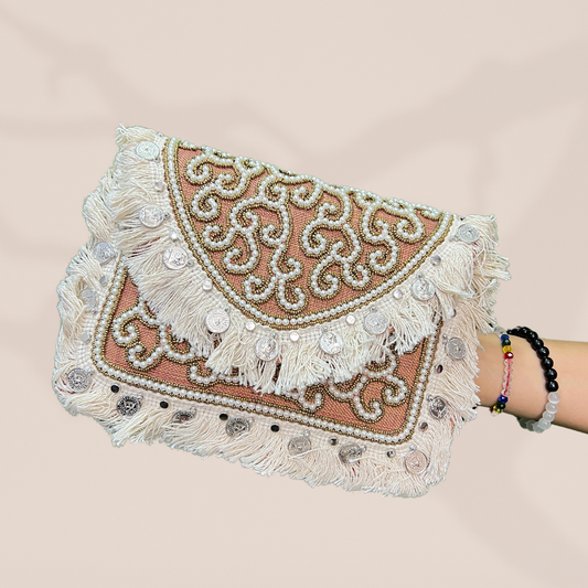 Banjara Pearl Rust Envelope Clutch