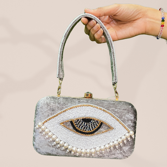 Evil Eye Grey Box Clutch