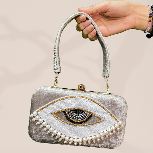 Evil Eye Lavender Box Clutch