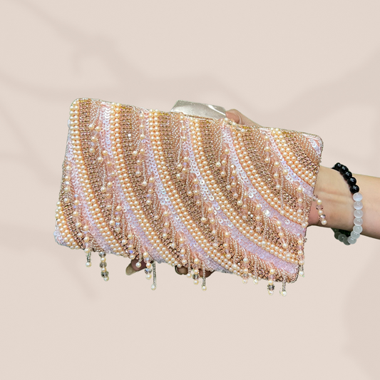 Stardust Pearl Rose Gold Box Clutch