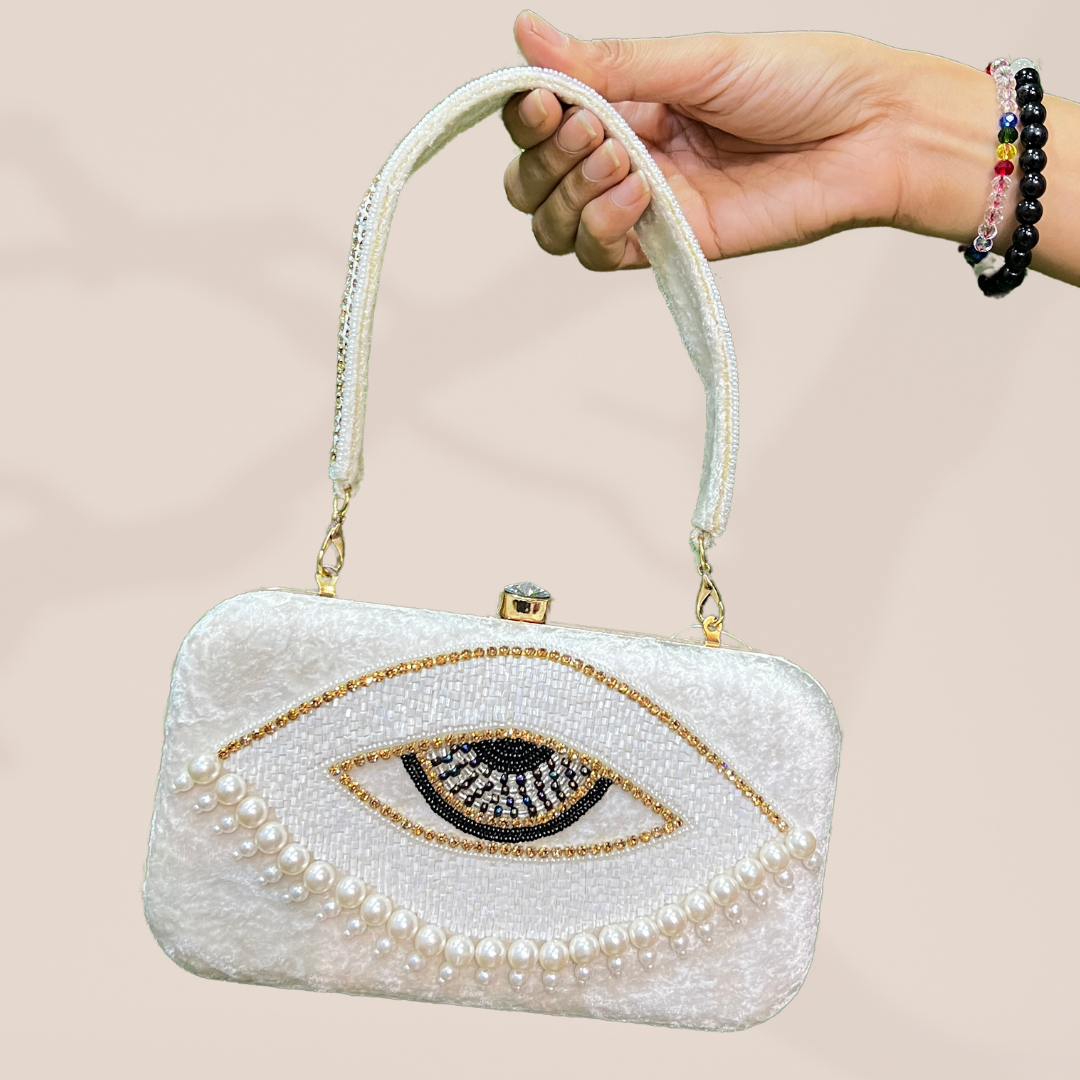 Evil Eye Ivory Box Clutch