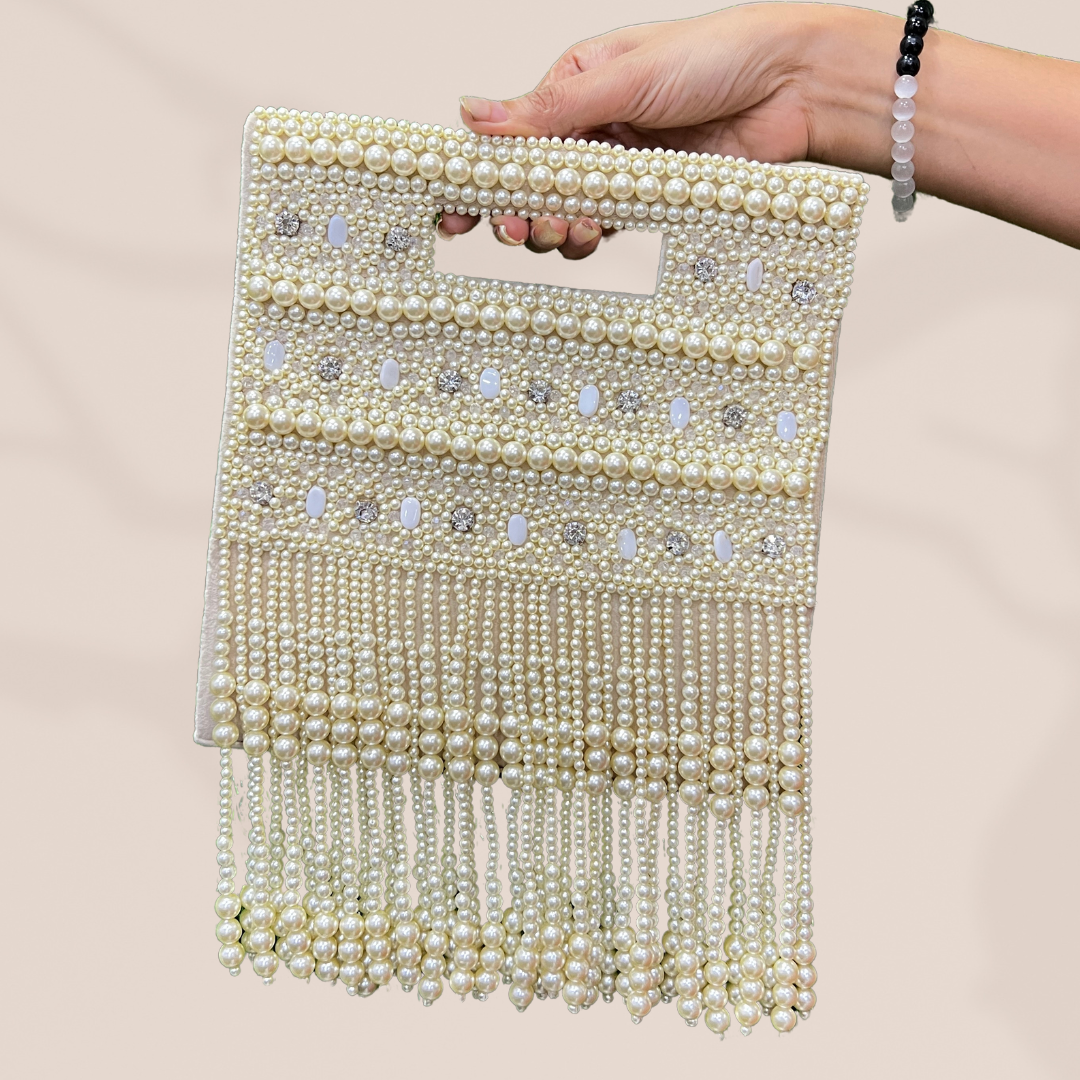 Pearl Enchantment Ivory Tassel Bag