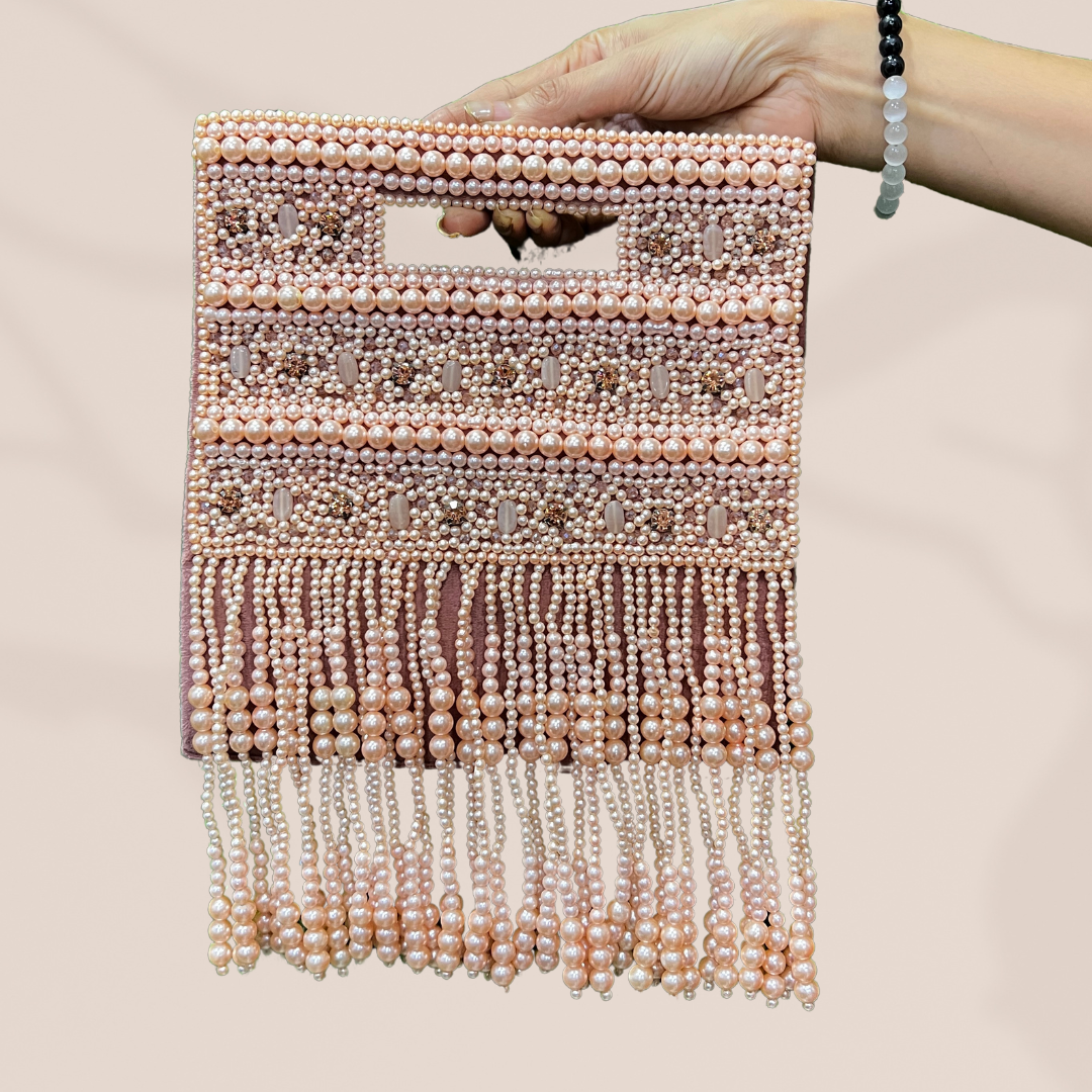 Pearl Enchantment Rose Gold Tassel Bag