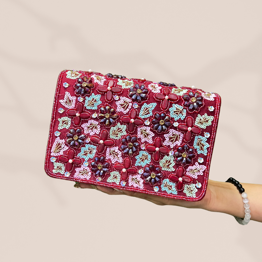 Whimsical Bloom Cherry FlapOver Clutch Bag