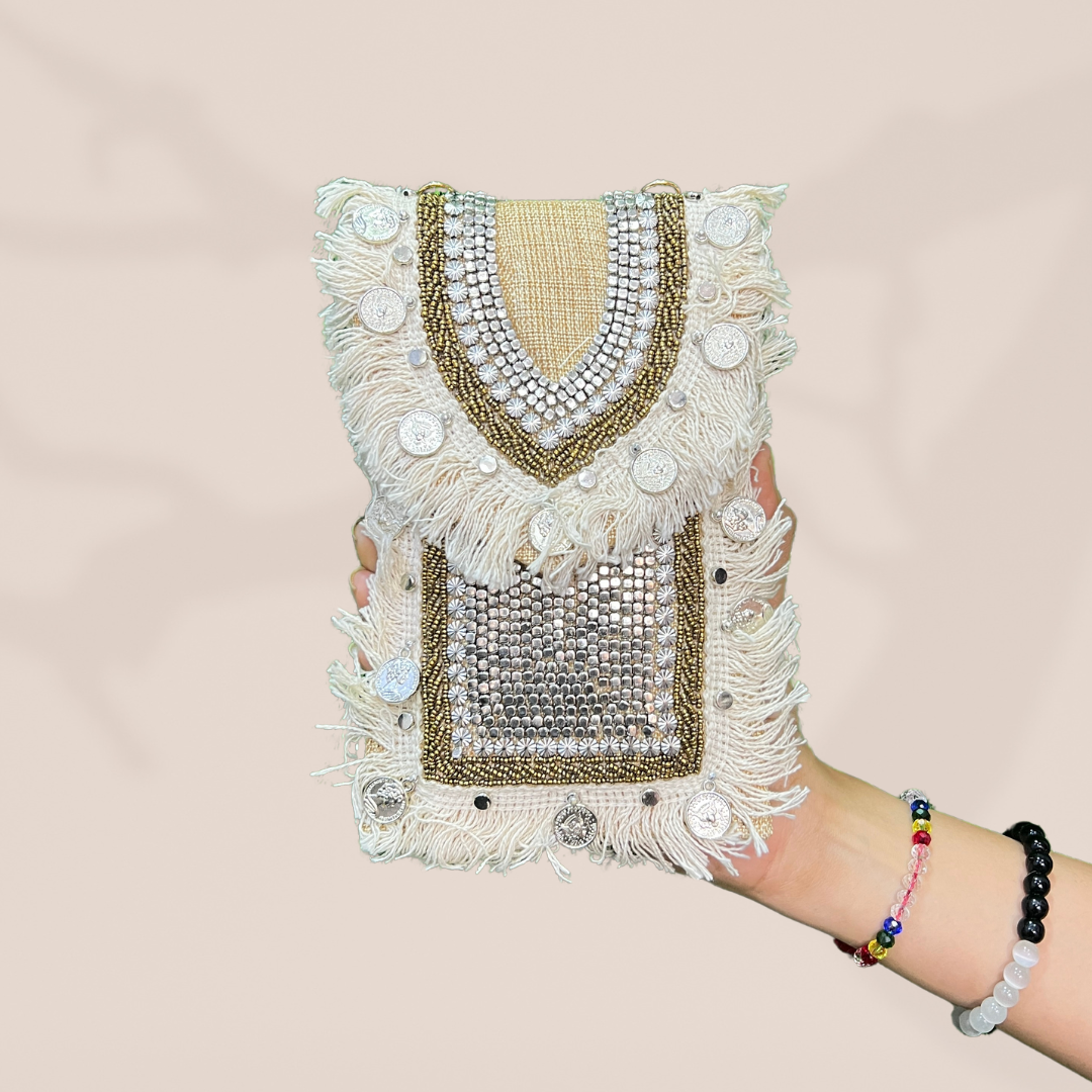 Festive Flair Cream Envelope Clutch