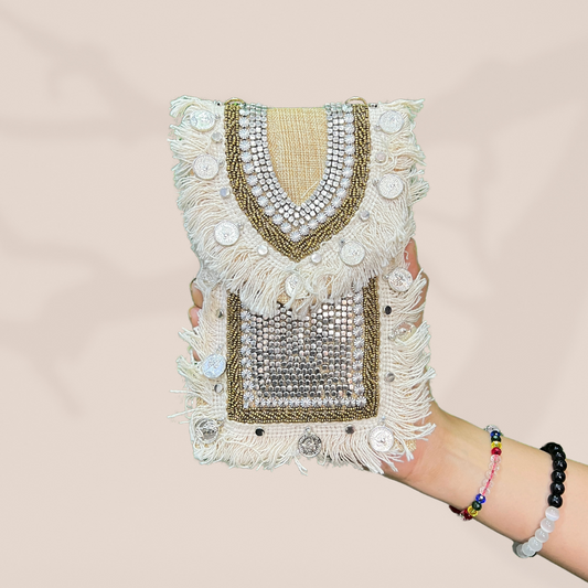 Festive Flair Cream Envelope Clutch