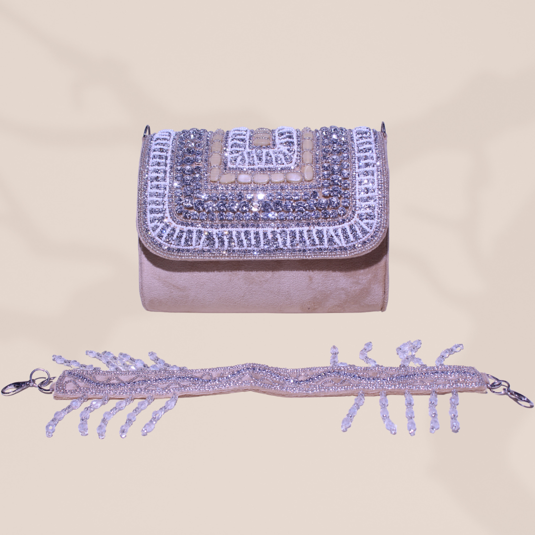 Diamond Dream Gold FlapOver Clutch Bag