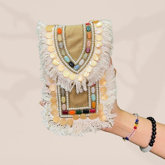 Gypsy Bloom Gold Envelope Clutch