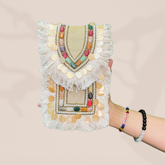 Gypsy Bloom Cream Envelope Clutch