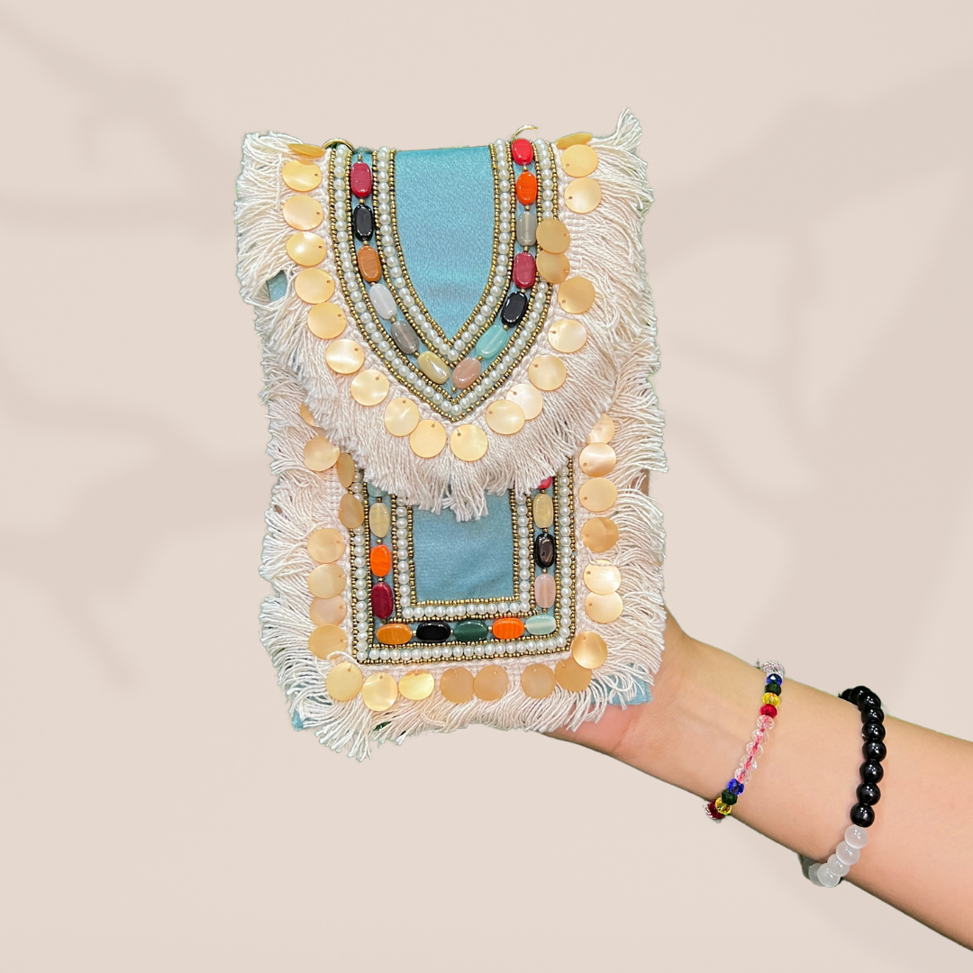 Gypsy Bloom Teal Blue Envelope Clutch