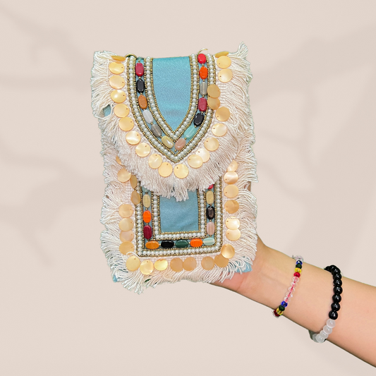 Gypsy Bloom Teal Blue Envelope Clutch