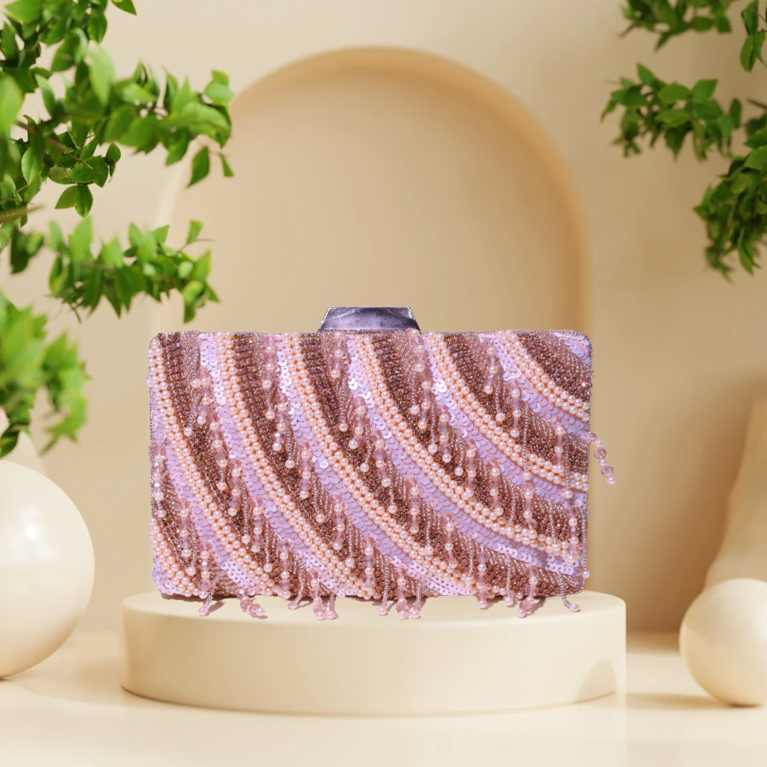 Stardust Pearl Rose Gold Box Clutch