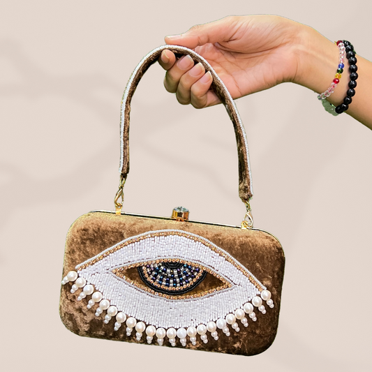 Evil Eye Brown Box Clutch