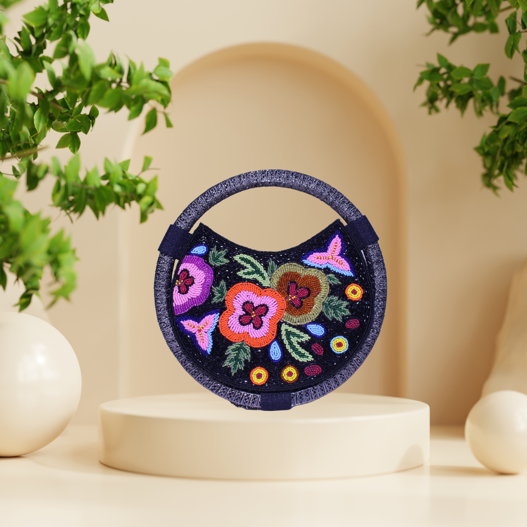 Floral Fantasy Black Party Ring Bag (Copy)