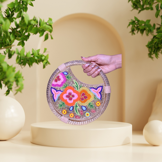 Floral Fantasy Gold Party Ring Bag