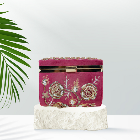 Heritage Matka Magenta Box Clutch