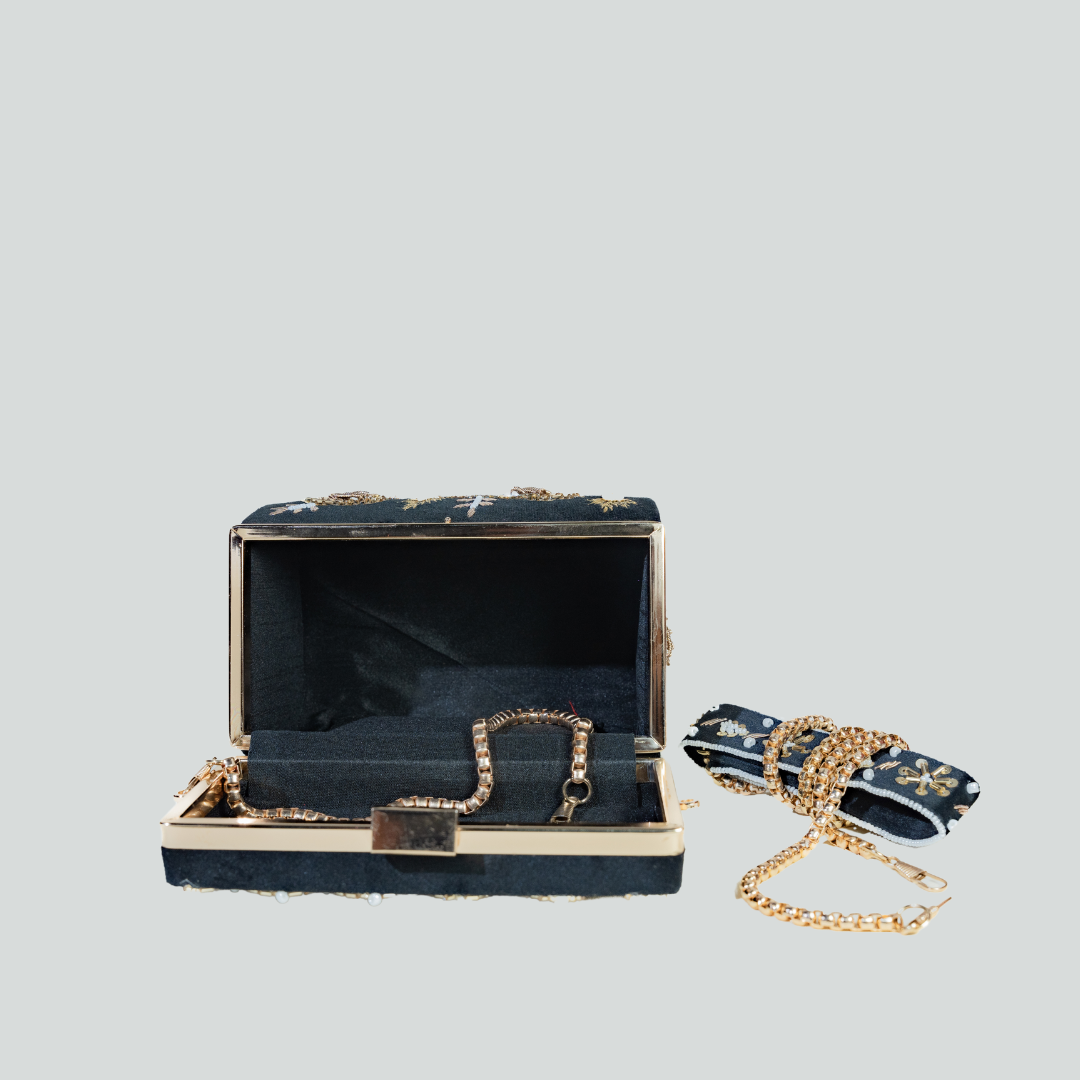 Heritage Matka Black Box Clutch