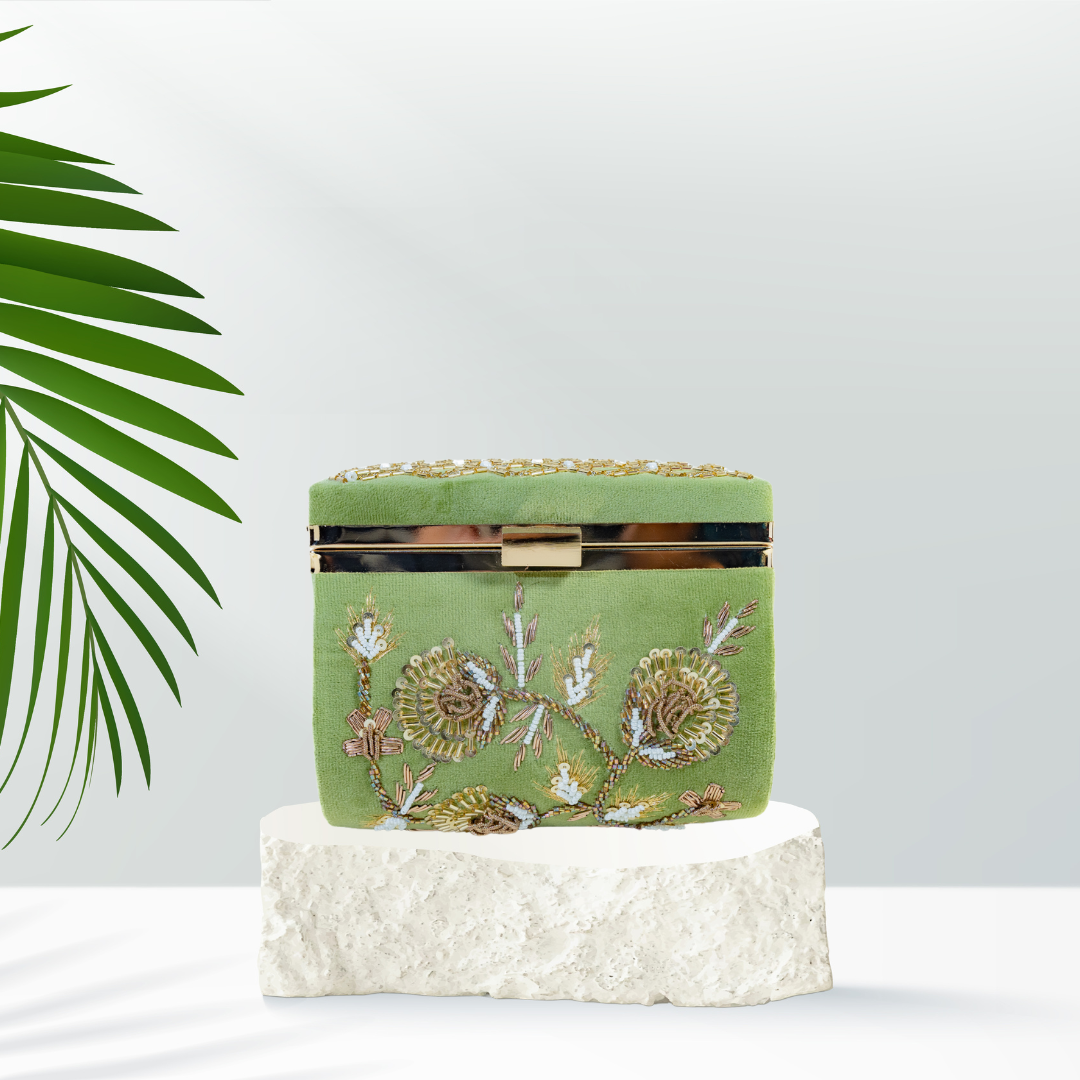 Heritage Matka Green Box Clutch