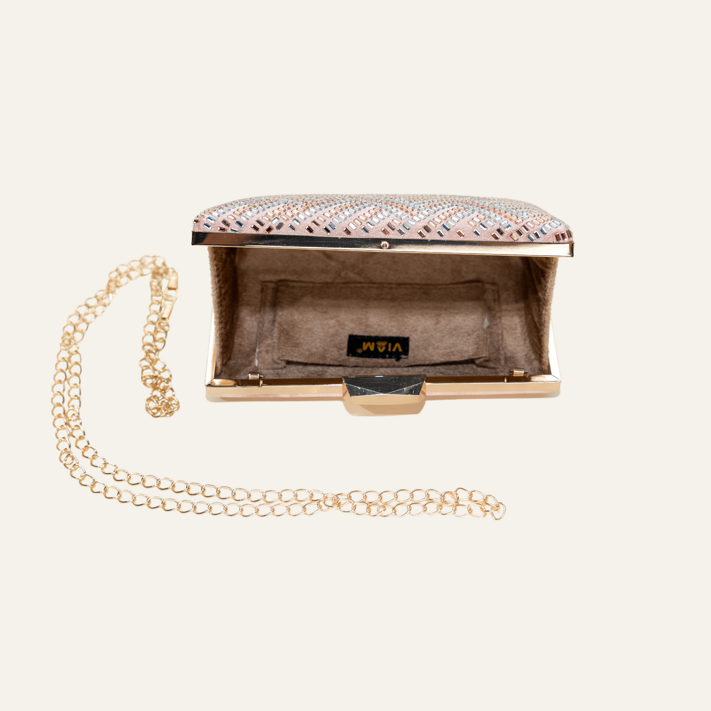 Stardust Jewel Rose Gold Box Clutch