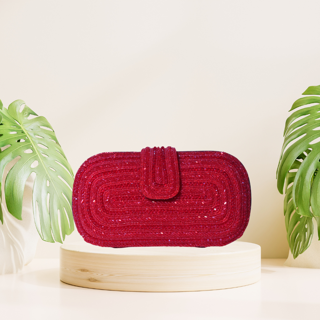 Classic Red Oval Cut-dana Box Clutch